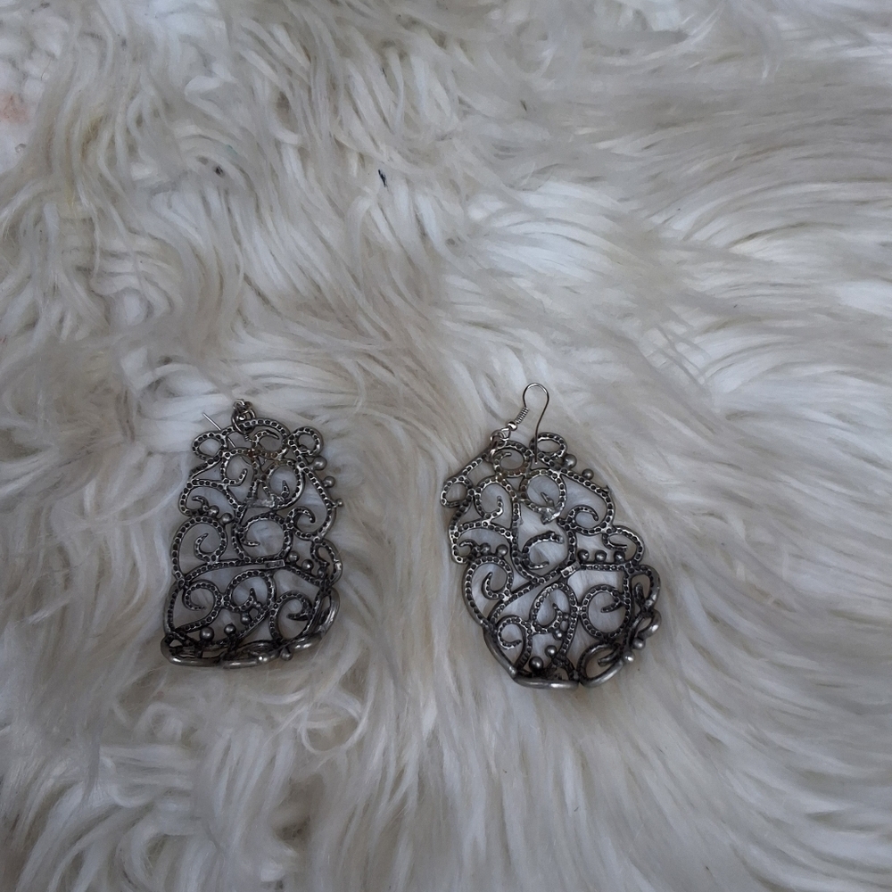 Vintage Scrollwork Statement Earrings - image 6
